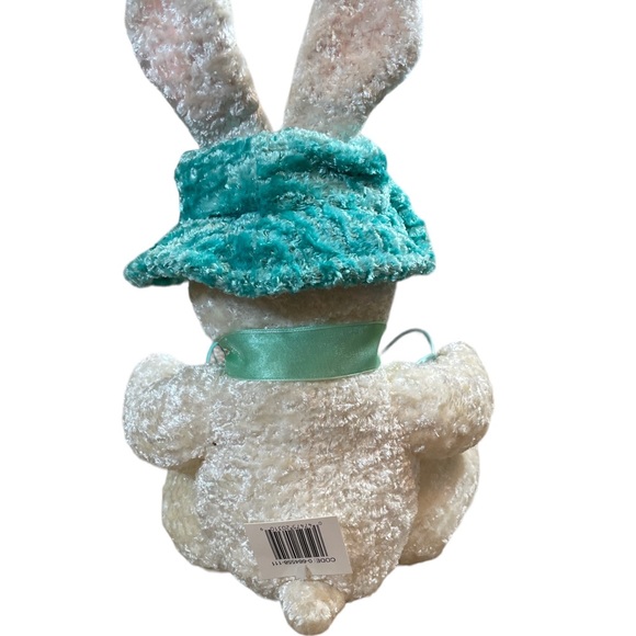 NWT Plush Easter Bunny w/ Pearlized Aqua Painted Wire Basket - Picture 6 of 6